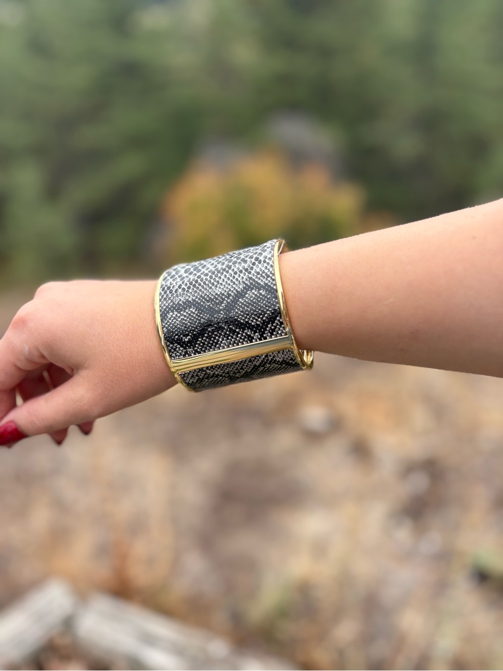 Vintage Striking Snake Pattern Style Cuff Bracelet